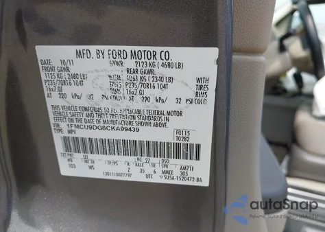 2012 Ford Escape Xlt from USA, damaged, VIN 1FMCU9DG6CKA99439